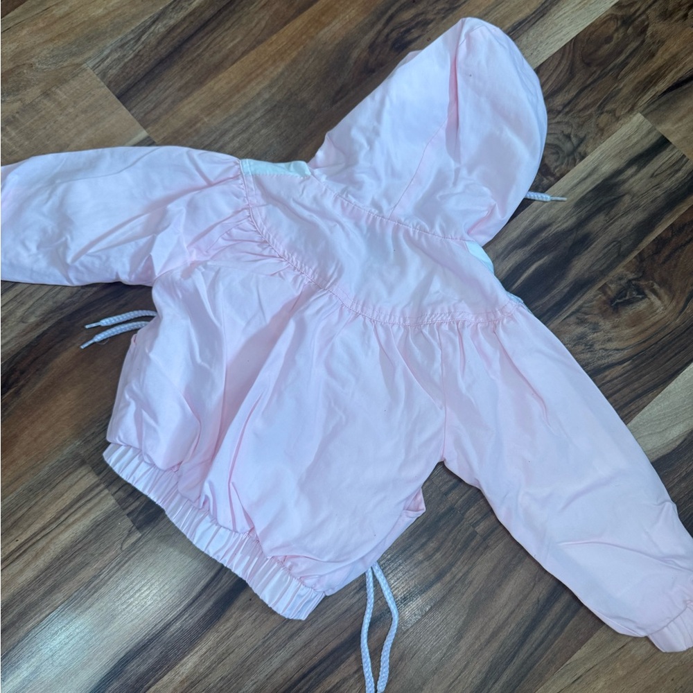 Vintage flower embroidered pink windbreaker with hood 2T - Picture 5 of 8
